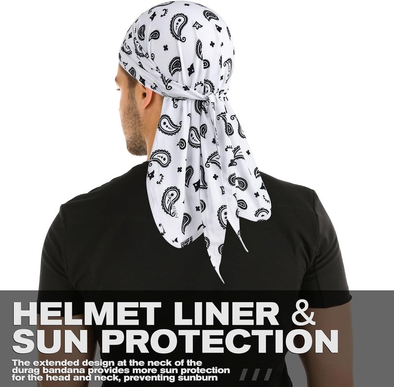 YANIKY Bandanas Skull Caps for Men, Do Rag Women Breathable Helmet Liner, 3 in 1 Face Covering UV Sun Protection Neck Drape Durags - Image 5